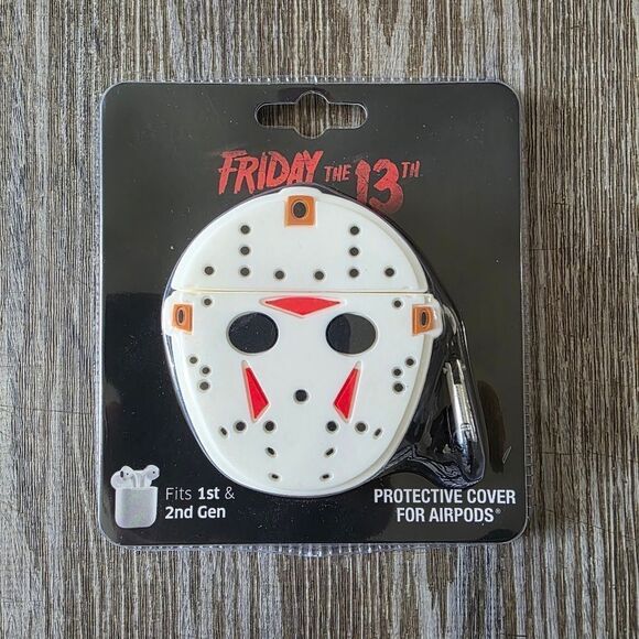 Friday The 13th Protective Cover Apple Airpods Galaxy Buds Jason Voorhees Mask - Picture 2 of 4
